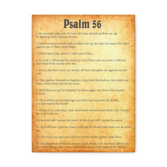 Scripture Sign Psalm 56 Chapter Gold Bible Canvas Christian Wall Art Ready to H